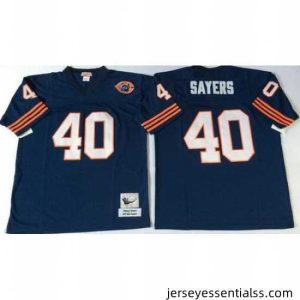 Mitchell Ness Bears #40 Gale Sayers Navy Blue Throwback Mens Stitched NFL Jerseys