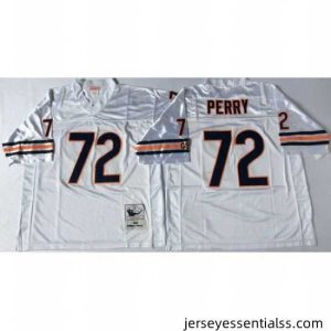 Mitchell Ness Bears #72 William Perry White Small No Throwback Stitched NFL Jersey