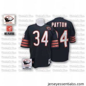Mitchell and Ness Chicago Bears 34 Walter Payton Blue Team Color Big Number With Bear Patch Authentic Throwback NFL Jersey