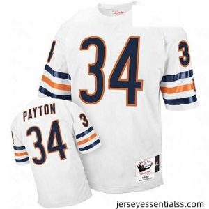 Mitchell and Ness Chicago Bears 34 Walter Payton White Authentic Throwback NFL Jersey