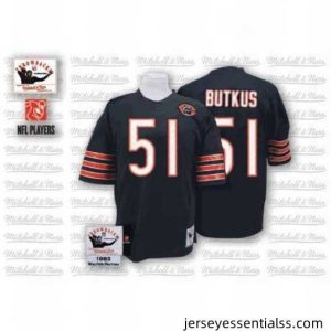 Mitchell and Ness Chicago Bears 51 Dick Butkus Blue Team Color Big Number with Bear Patch Authentic Throwback NFL Jersey