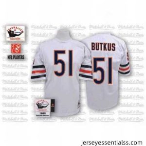 Mitchell and Ness Chicago Bears 51 Dick Butkus White Authentic Throwback NFL Jersey