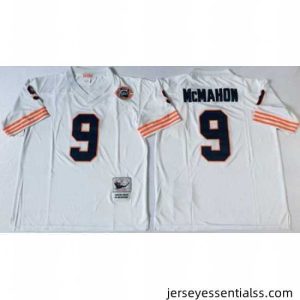Mitchell&Ness Bears 9 Jim McMahon White Big No Throwback Stitched NFL Jersey