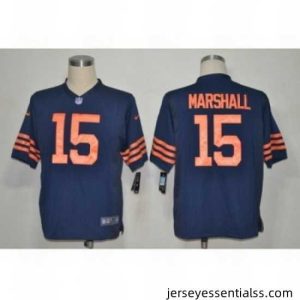 NIKE Chicago Bears 15 Marshall Blue Game Orange Number NFL Jersey