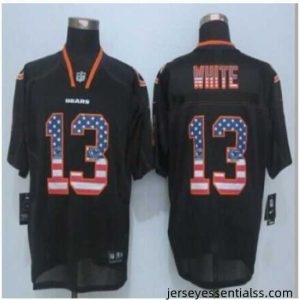 New Chicago Bears #13 Kevin White Black Stitched NFL Elite USA Flag Fashion Jersey