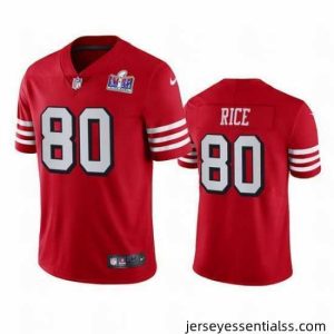 Nike 49ers 80 Jerry Rice Red Rush Stitched NFL Vapor Untouchable Limited 2024 Super Bowl LVIII Jersey