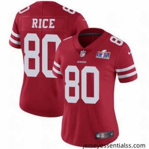 Nike 49ers 80 Jerry Rice Red Team Color Stitched NFL Vapor Untouchable Limited 2024 Super Bowl LVIII Jersey