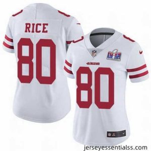 Nike 49ers 80 Jerry Rice White Stitched NFL Vapor Untouchable Limited 2024 Super Bowl LVIII Jersey