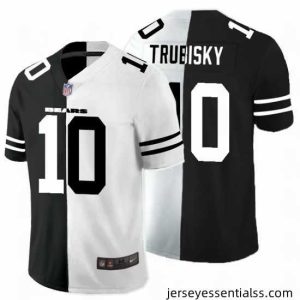 Nike Bears 10 Mitchell Trubisky Black And White Split Vapor Untouchable Limited Jersey