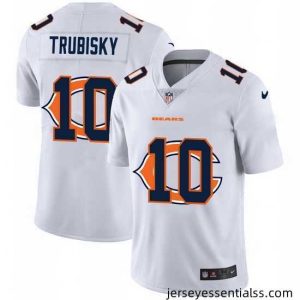 Nike Bears 10 Mitchell Trubisky White Shadow Logo Limited Jersey