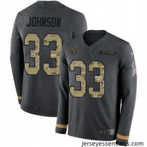 Nike Bears 33 Jaylon Johnson Anthracite Salute to Service Stitched NFL Limited Therma Long Sleeve Jersey