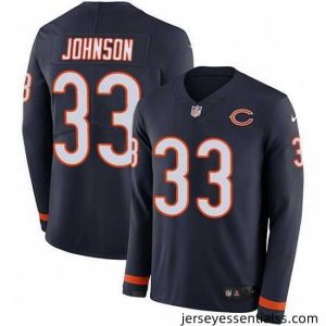 Nike Bears 33 Jaylon Johnson Navy Blue Team Color Stitched NFL Limited Therma Long Sleeve Jersey