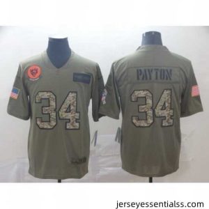 Nike Bears 34 Walter Payton 2019 Olive Camo Salute To Service Limited Jersey