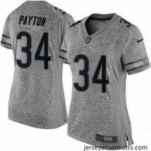 Nike Bears #34 Walter Payton Gray Womens Stitched NFL Limited Gridiron Gray Jersey