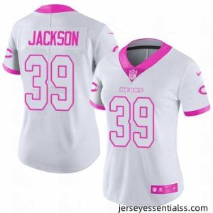 Nike Bears #39 Eddie Jackson White Pink Womens Stitched NFL Limited Rush Fashion Jersey