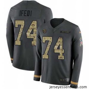 Nike Bears 74 Germain Ifedi Anthracite Salute to Service Stitched NFL Limited Therma Long Sleeve Jersey