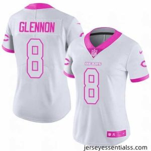 Nike Bears #8 Mike Glennon White Pink Womens Stitched NFL Limited Rush Fashion Jersey