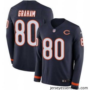 Nike Bears 80 Jimmy Graham Navy Blue Team Color Stitched NFL Limited Therma Long Sleeve Jersey