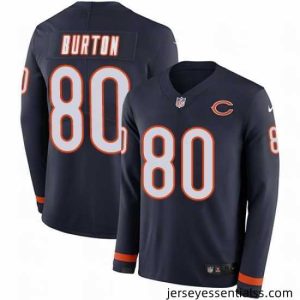 Nike Bears #80 Trey Burton Navy Blue Team Color Stitched NFL Limited Therma Long Sleeve Jersey