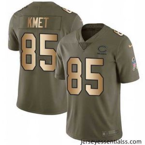 Nike Bears 85 Cole Kmet Olive Gold Stitched NFL Limited 2017 Salute To Service Jersey