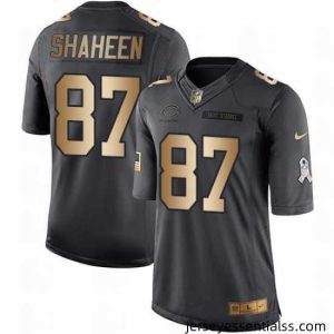 Nike Bears #87 Adam Shaheen Black Mens Stitched NFL Limited Gold Salute To Service Jersey