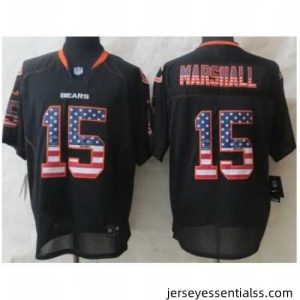 Nike Chicago Bears 15 Brandon Marshall Black Elite USA Flag Fashion NFL Jersey