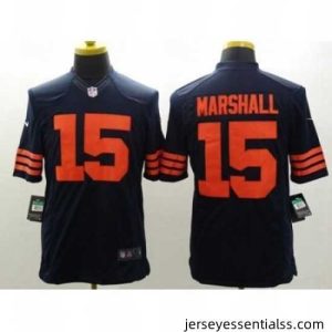 Nike Chicago Bears 15 Brandon Marshall Blue Limited Orange Number NFL Jersey