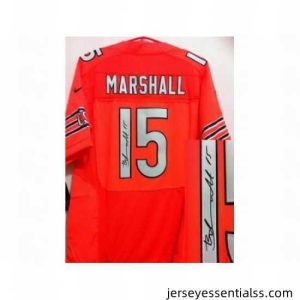 Nike Chicago Bears 15 Brandon Marshall Orange Elite Signed NFL Jersey