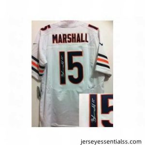 Nike Chicago Bears 15 Brandon Marshall White Elite Signed NFL Jersey
