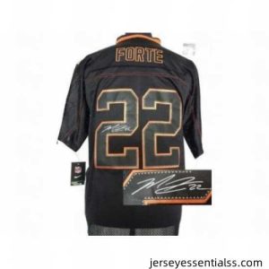 Nike Chicago Bears 22 Matt Forte Black Elite Light Out Signed NFL Jersey
