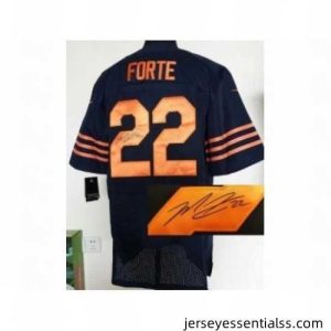 Nike Chicago Bears 22 Matt Forte Blue Elite Orange Number Signed NFL Jersey