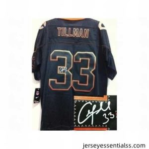 Nike Chicago Bears 33 Charles Tillman Black Elite Light Out Signed NFL Jersey
