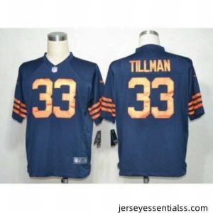 Nike Chicago Bears 33 Charles Tillman Blue Game Orange Number NFL Jersey