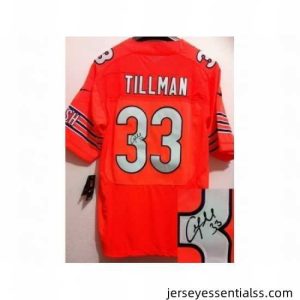 Nike Chicago Bears 33 Charles Tillman Orange Elite Signed NFL Jersey
