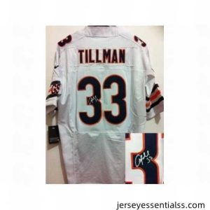 Nike Chicago Bears 33 Charles Tillman White Elite Signed NFL Jersey