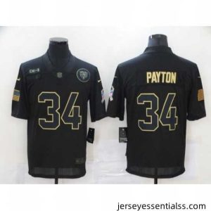 Nike Chicago Bears 34 Walter Payton Black 2020 Salute To Service Limited Jersey