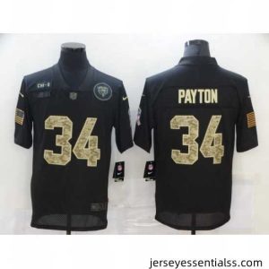 Nike Chicago Bears 34 Walter Payton Black Camo 2020 Salute To Service Limited Jersey