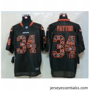 Nike Chicago Bears 34 Walter Payton Black Elite Lights Out fashion Nunber NFL Jersey