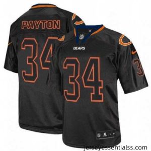 Nike Chicago Bears 34 Walter Payton Lights Out Black Elite NFL Jersey