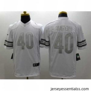 Nike Chicago Bears 40 Gale Sayers White Limited Platinum NFL Jersey