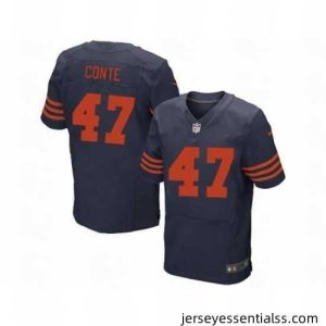 Nike Chicago Bears 47 Chris Conte Blue Elite Orange Number NFL Jersey