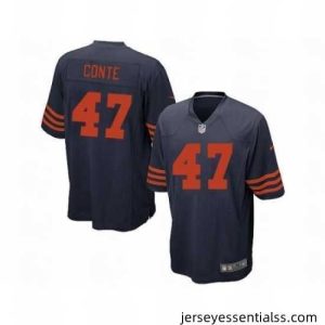 Nike Chicago Bears 47 Chris Conte Blue Game Orange Number NFL Jersey