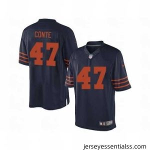 Nike Chicago Bears 47 Chris Conte Blue Limited Orange Number NFL Jersey