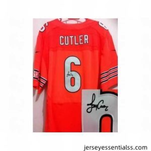 Nike Chicago Bears 6 Jay Cutler Orange Elite Signed NFL Jersey