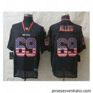 Nike Chicago Bears 69 Jared Allen Black Elite USA Flag Fashion NFL Jersey