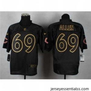 Nike Chicago Bears 69 Jared Allen black Elite gold lettering fashion NFL Jersey