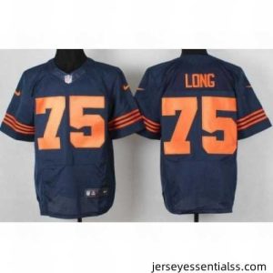 Nike Chicago Bears 75 Kyle Long Blue Elite Orange Number NFL Jersey