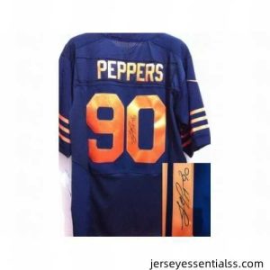 Nike Chicago Bears 90 Julius Peppers Blue Elite Orange Number Signed NFL Jersey