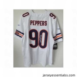 Nike Chicago Bears 90 Julius Peppers White Elite Signed NFL Jersey