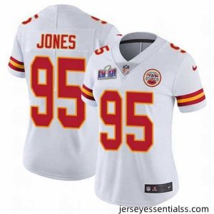 Nike Chiefs 95 Chris Jones White Bound Stitched NFL Vapor Untouchable Limited 2024 Super Bowl LVIII Jersey